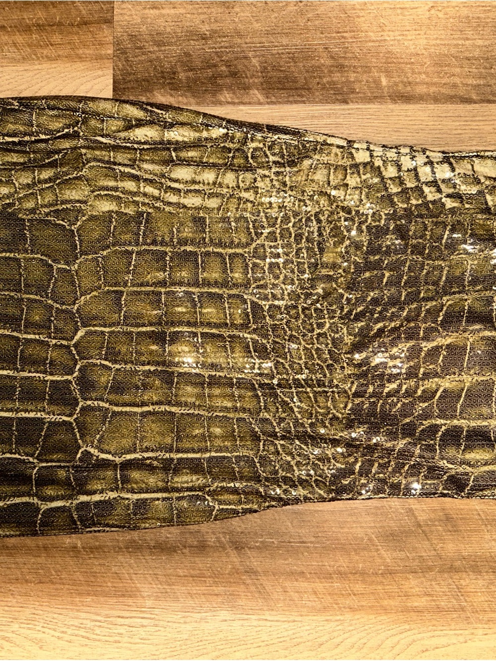 PrettyLittleThing Olive Green and Gold Croc-Print Sequin Panel